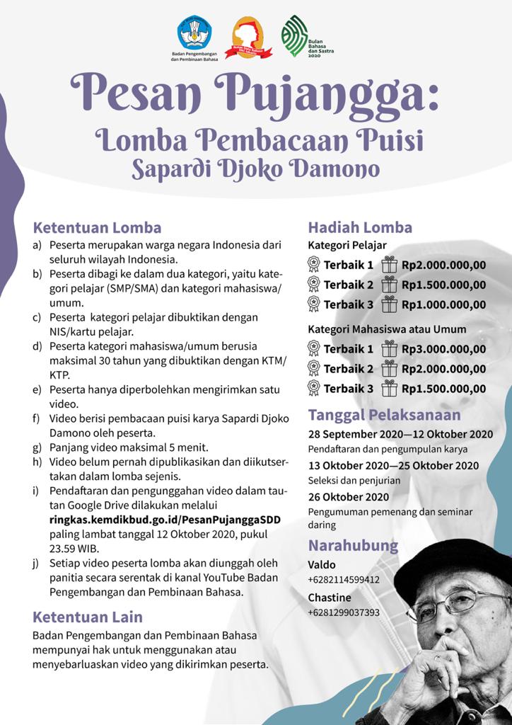 Pesan Pujangga: Lomba Pembacaan Puisi Sapardi Djoko Damono