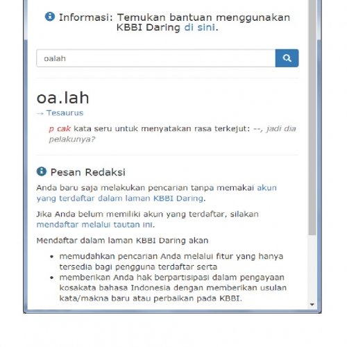 Masuknya Kata Oalah ke KBBI