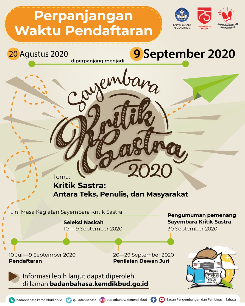 Perpanjangan Waktu Pendaftaran Sayembara Kritik Sastra 2020