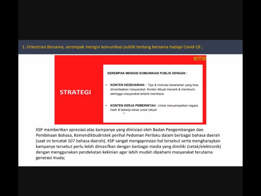 Badan Pengembangan dan Pembinaan Bahasa Mendapatkan Apresiasi dari Kantor Staf Presiden