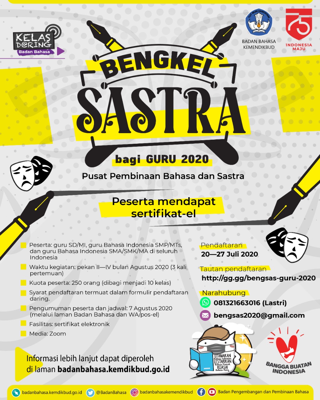 Kelas Daring Bengkel Sastra bagi Guru Tahun 2020