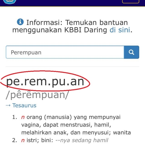 Tanggapan atas Kritik terhadap Entri Perempuan di KBBI